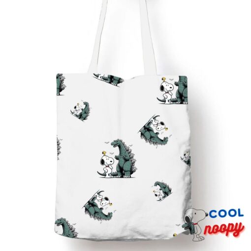 Playful Snoopy Godzilla Tote Bag 1