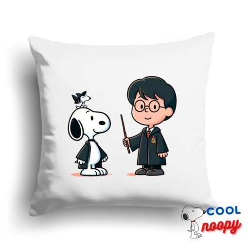 Playful Snoopy Harry Potter Square Pillow 1