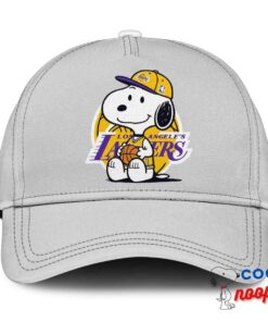 Playful Snoopy Los Angeles Lakers Logo Hat 3