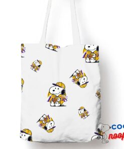 Playful Snoopy Los Angeles Lakers Logo Tote Bag 1