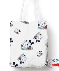 Playful Snoopy Mickey Mouse Tote Bag 1