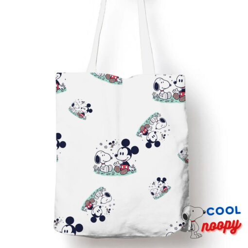 Playful Snoopy Mickey Mouse Tote Bag 1