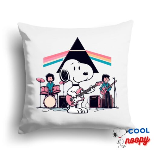 Playful Snoopy Pink Floyd Rock Band Square Pillow 1