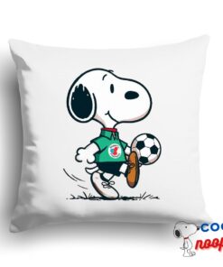 Playful Snoopy Soccer Square Pillow 1