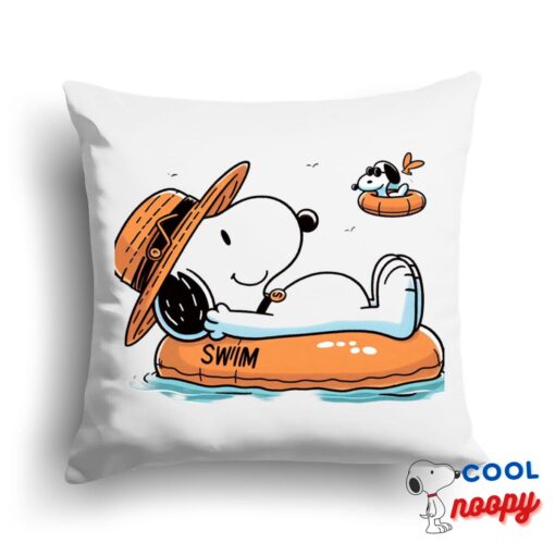 Playful Snoopy Swim Square Pillow 1