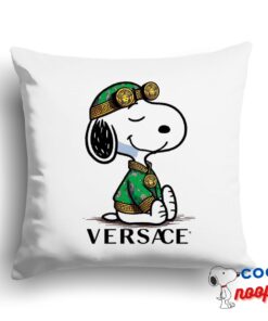 Playful Snoopy Versace Logo Square Pillow 1