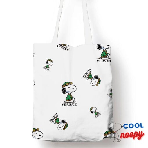 Playful Snoopy Versace Logo Tote Bag 1