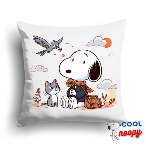 Radiant Snoopy Cat Square Pillow 1