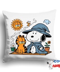 Radiant Snoopy Garfield Square Pillow 1