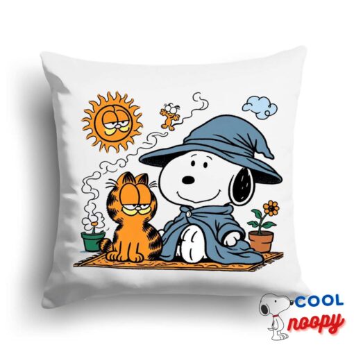 Radiant Snoopy Garfield Square Pillow 1