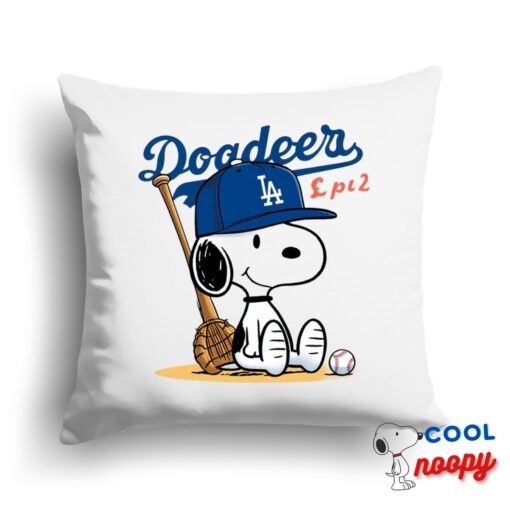 Radiant Snoopy Los Angeles Dodger Logo Square Pillow 1