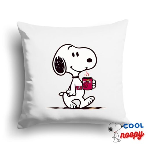 Radiant Snoopy Miami Heat Logo Square Pillow 1