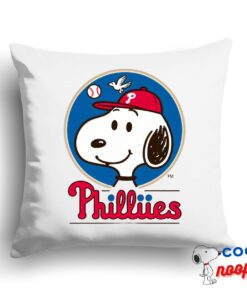Radiant Snoopy Philadelphia Phillies Logo Square Pillow 1