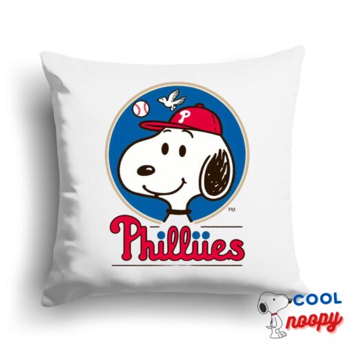Radiant Snoopy Philadelphia Phillies Logo Square Pillow 1