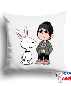 Rare Snoopy Bad Bunny Rapper Square Pillow 1
