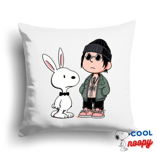 Rare Snoopy Bad Bunny Rapper Square Pillow 1
