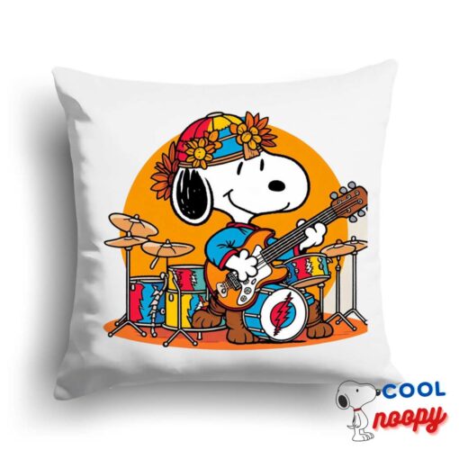 Rare Snoopy Grateful Dead Rock Band Square Pillow 1