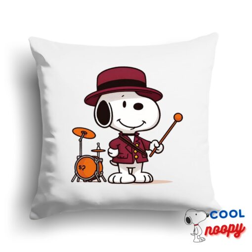 Rare Snoopy Maroon Pop Band Square Pillow 1