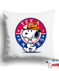 Rare Snoopy Texas Rangers Logo Square Pillow 1