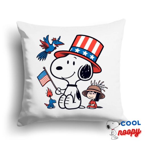 Selected Snoopy 4th Of July Square Pillow 1