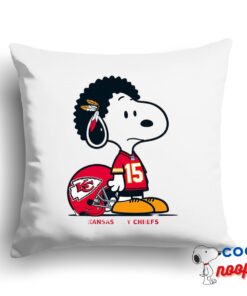 Selected Snoopy Kansas City Chiefs Logo Square Pillow 1