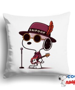 Selected Snoopy Maroon Pop Band Square Pillow 1
