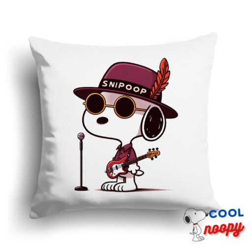 Selected Snoopy Maroon Pop Band Square Pillow 1
