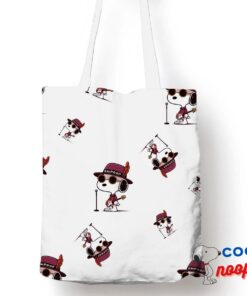 Selected Snoopy Maroon Pop Band Tote Bag 1