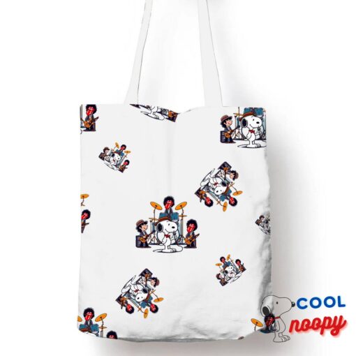 Special Snoopy Rolling Stones Rock Band Tote Bag 1