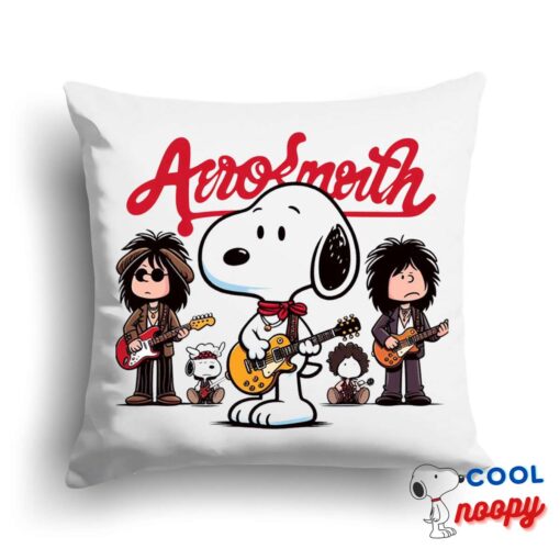 Spectacular Snoopy Aerosmith Rock Band Square Pillow 1