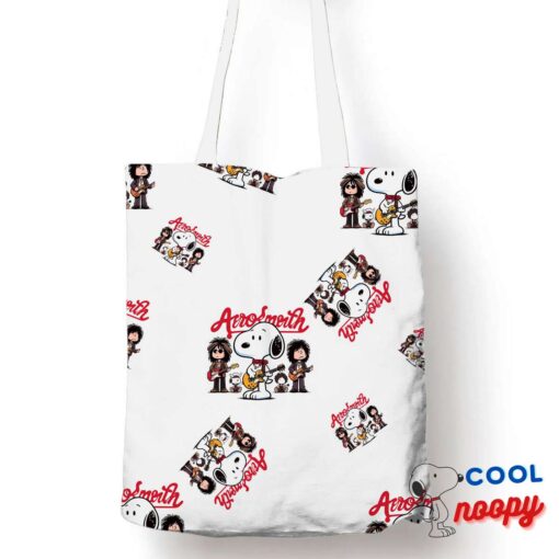Spectacular Snoopy Aerosmith Rock Band Tote Bag 1