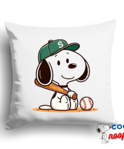 Spectacular Snoopy Baseball Square Pillow 1