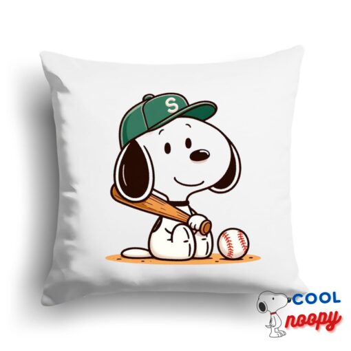 Spectacular Snoopy Baseball Square Pillow 1
