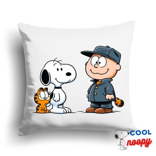 Spectacular Snoopy Garfield Square Pillow 1