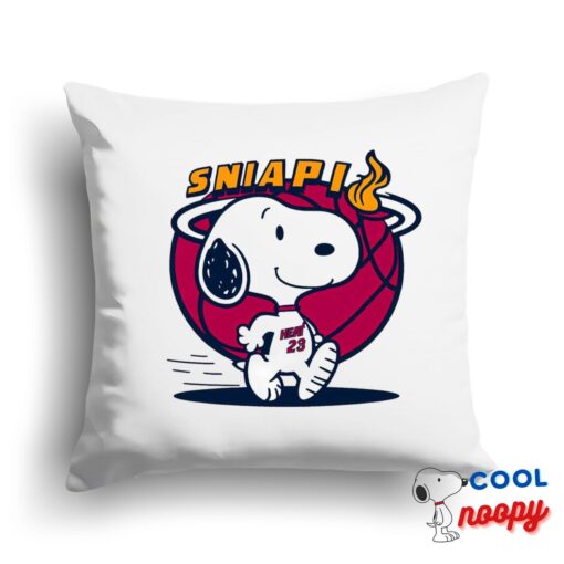 Spectacular Snoopy Miami Heat Logo Square Pillow 1