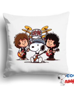 Spirited Snoopy Acdc Rock Band Square Pillow 1