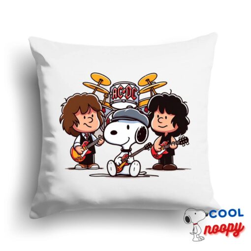 Spirited Snoopy Acdc Rock Band Square Pillow 1