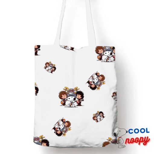 Spirited Snoopy Acdc Rock Band Tote Bag 1