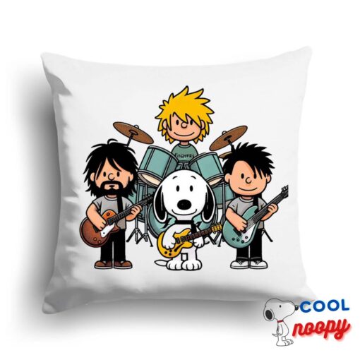 Spirited Snoopy Foo Fighters Rock Band Square Pillow 1