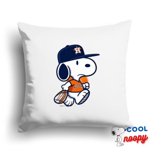 Spirited Snoopy Houston Astros Logo Square Pillow 1
