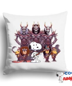 Spirited Snoopy Iron Maiden Band Square Pillow 1