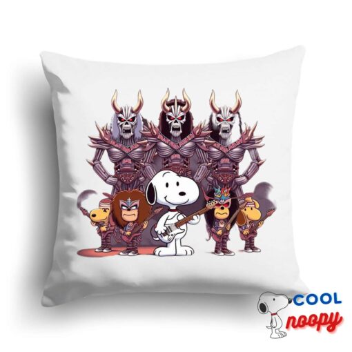 Spirited Snoopy Iron Maiden Band Square Pillow 1