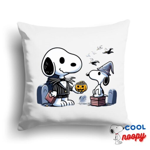 Spirited Snoopy Nightmare Before Christmas Movie Square Pillow 1