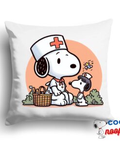 Spirited Snoopy Nurse Square Pillow 1
