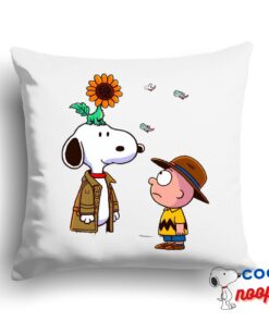 Spirited Snoopy Rick And Morty Square Pillow 1