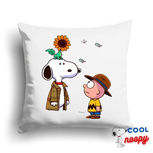 Spirited Snoopy Rick And Morty Square Pillow 1