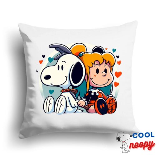 Stunning Snoopy Harley Quinn Square Pillow 1