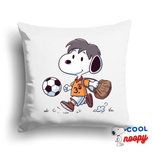 Stunning Snoopy Soccer Square Pillow 1
