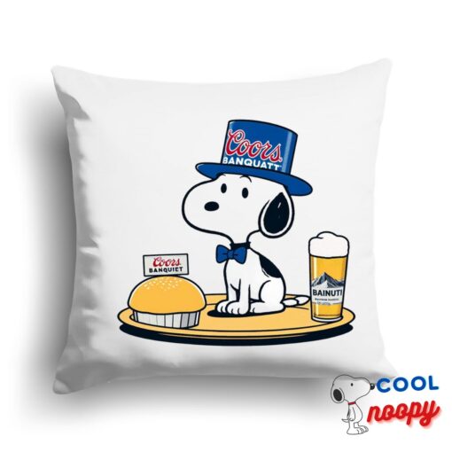 Superb Snoopy Coors Banquet Logo Square Pillow 1