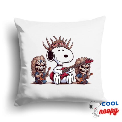 Superb Snoopy Iron Maiden Band Square Pillow 1